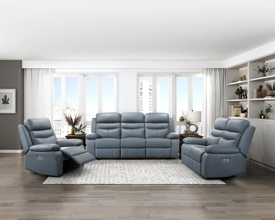 Hancock Blue Power Reclining Leather Living Room Collection