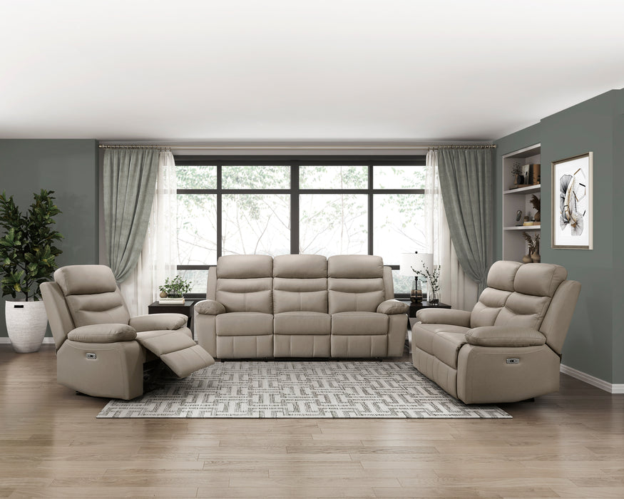 Hancock Latte Power Reclining Leather Living Room Collection