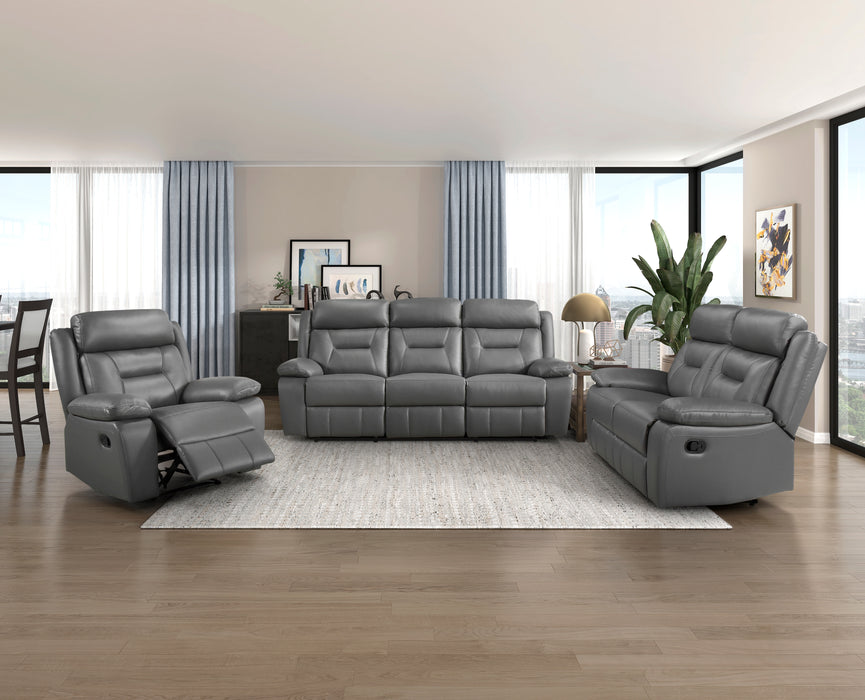 Laconia Dark Grey Reclining Leather Living Room Collection