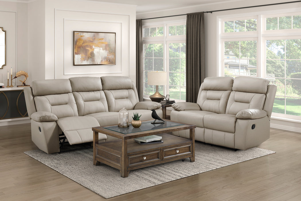 Laconia Latte Reclining Leather Living Room Collection