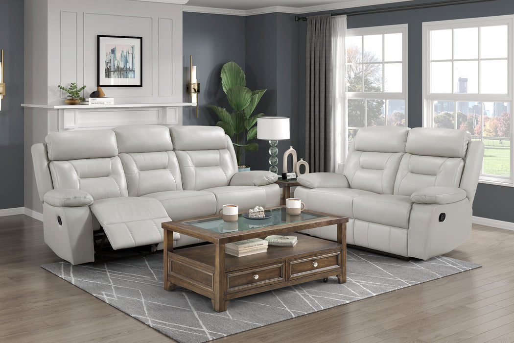 Laconia Silver Reclining Leather Living Room Collection